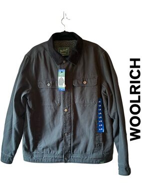 Woolrich Men's Black Button-front Sherpa Lined Work Jacket - NWT